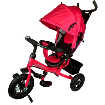 Велосипед трёхколесный с ручкой Комета для малышей Рыжий кот ВЛ-0875 розовый 1